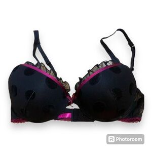 Miiyu 36C Cute polka dot bra with ruffles on the top and transparent sides